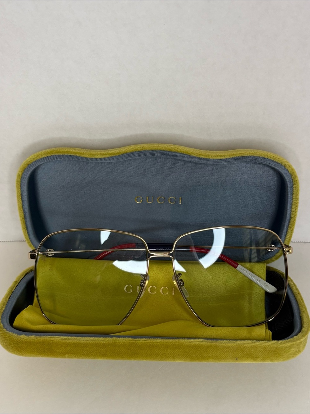 Gucci Gold Square Sunglasses - Picture 1 of 3